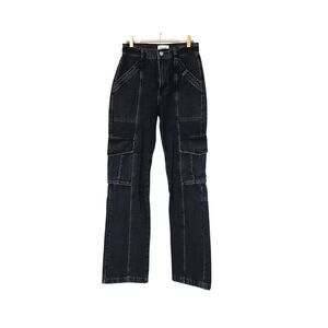 FRAME High Rise Straight Leg Cargo Jean - Black - 25